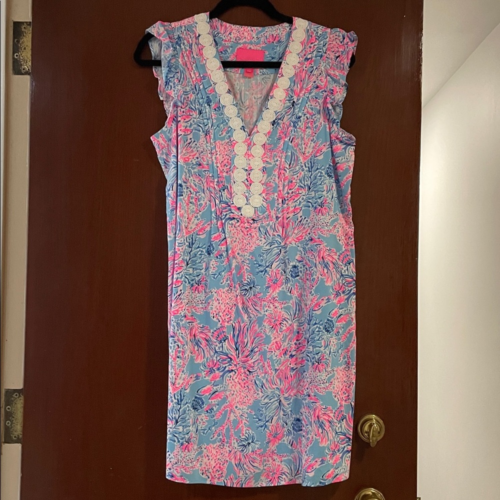 Floral Sleeveless Dress with Lace Trim